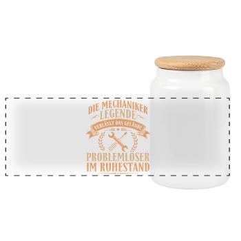 Mechanic Legend Retirement - Retirement Gift - Panoramic Cookie Jar with Wooden Lid - white - Front