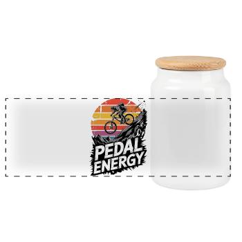 VTT, Descente, Action du cyclisme - Boîte à biscuits avec couvercle en bois - blanc - Devant