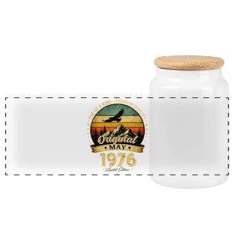 50. Geburtstag Geschenk Mann Original Mai 1976 - Panorama Keksdose mit Holzdeckel - Weiß - Vorne