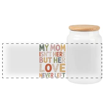 Mom's Love Remains Colorful - Panoramic Cookie Jar with Wooden Lid - white - Front