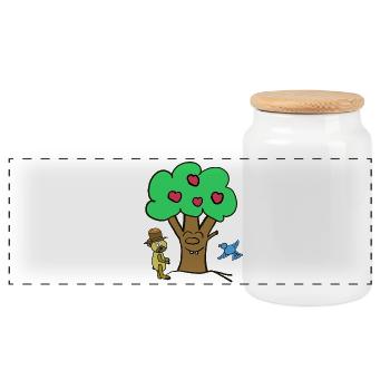 Pommier Arbre Ours en peluche Enfant d’été - Boîte à biscuits avec couvercle en bois - blanc - Devant
