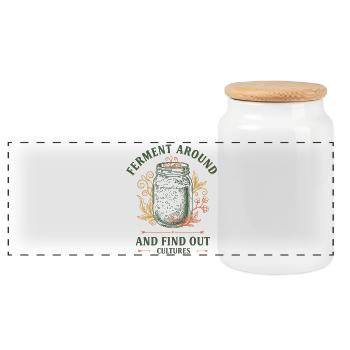 Sourdough Ferment Around And Find Out Cultures - Panoramic Cookie Jar with Wooden Lid - white - Front