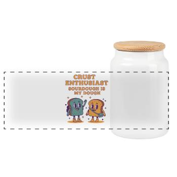 Sauerteig-Backteig-Enthusiast für Sauerteig - Panorama Keksdose mit Holzdeckel - Weiß - Vorne