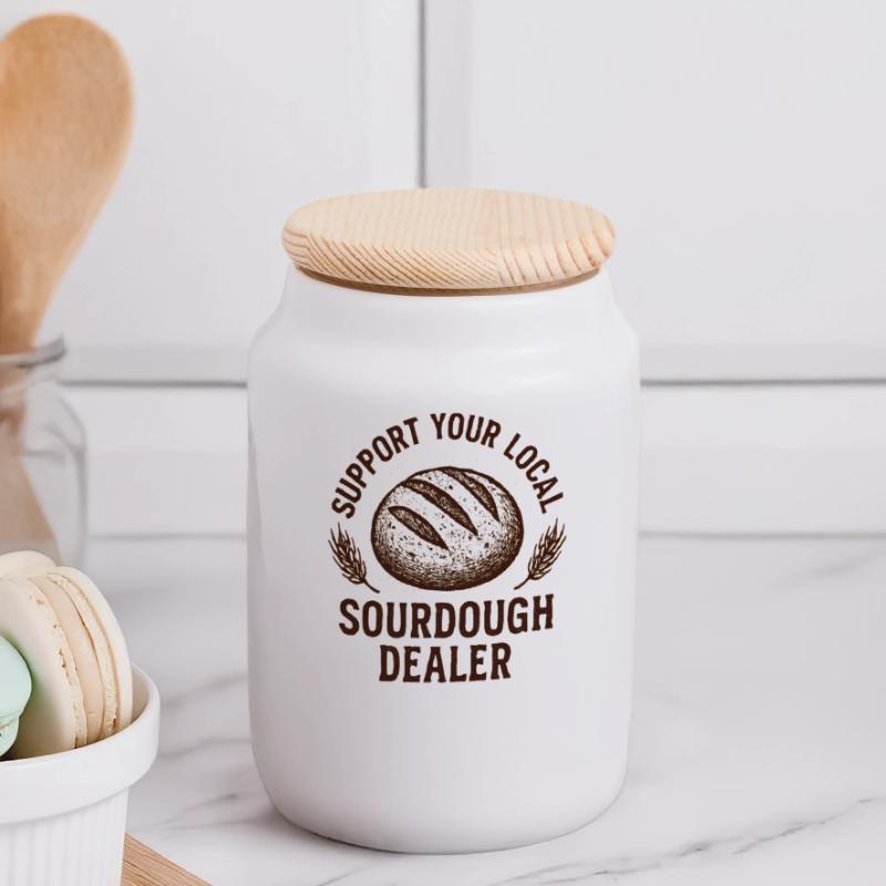 Baking Baker Baker Sourdough Bread Gift Idea Panoramic Cookie Jar with Wooden Lid
