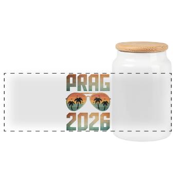 Prag 2026 - Panorama Keksdose mit Holzdeckel - Weiß - Vorne