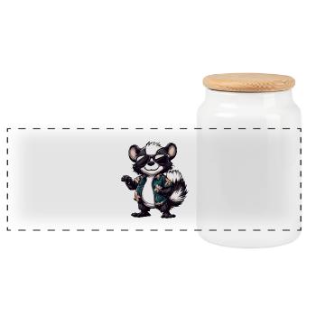 Skunk Comic Holiday - Boîte à biscuits avec couvercle en bois - blanc - Devant