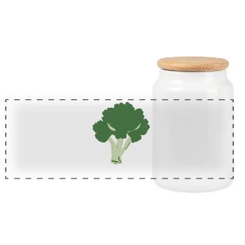 Broccoli Broccoli Heads - Panoramic Cookie Jar with Wooden Lid - white - Front