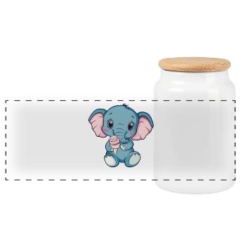 Kuschelig Elefant Eiscreme Illustration - Panoramic Cookie Jar with Wooden Lid - white - Front