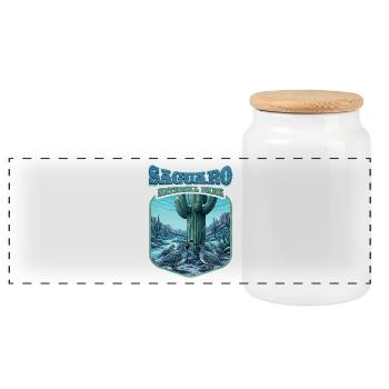 Saguaro National Park Coat of Arms - Panoramic Cookie Jar with Wooden Lid - white - Front