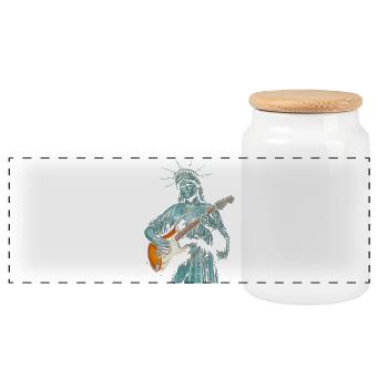 Statue de la Liberté jouant de la guitare électrique - Boîte à biscuits avec couvercle en bois - blanc - Devant