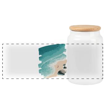 Beach Sea Palm Trees - Panoramic Cookie Jar with Wooden Lid - white - Front