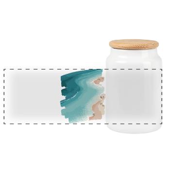 Palmiers de mer de plage rétro - Boîte à biscuits avec couvercle en bois - blanc - Devant