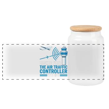 Air Traffic Controller Fluglotse Geschenk - Panorama Keksdose mit Holzdeckel - Weiß - Vorne