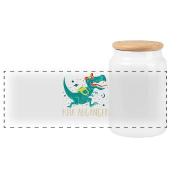 Kita Erste Klasse Dinosaurier Schüler Kindergarten - Panorama Keksdose mit Holzdeckel - Weiß - Vorne