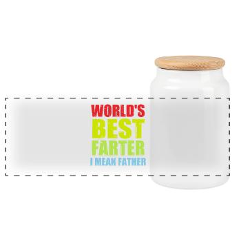 Funny Father's Day Jokes for Fathers Cool Dad - Panoramic Cookie Jar with Wooden Lid - white - Front