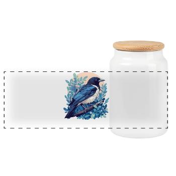 Pies Magpie - Boîte à biscuits avec couvercle en bois - blanc - Devant