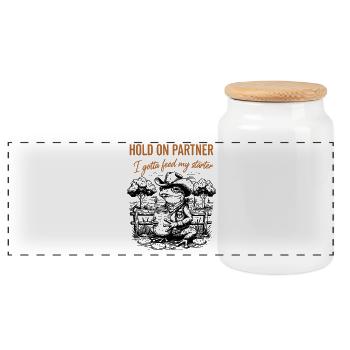 Levain Attends Partenaire Je dois nourrir mon levain - Boîte à biscuits avec couvercle en bois - blanc - Devant