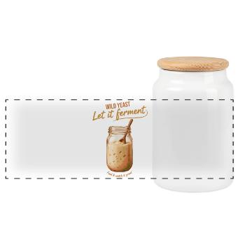 Sourdough Bread Baking Let It Ferment Era - Panoramic Cookie Jar with Wooden Lid - white - Front