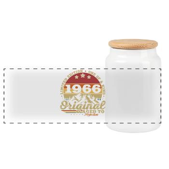 1966 Vintage Rétro Cadeau D'anniversaire - Boîte à biscuits avec couvercle en bois - blanc - Devant