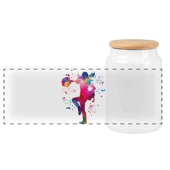 Cheerleader Cheer Mom Cheerleading - Panoramic Cookie Jar with Wooden Lid - white - Front