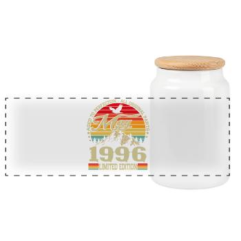 Vintage mai 1996 Vintage Rétro Anniversaire - Boîte à biscuits avec couvercle en bois - blanc - Devant