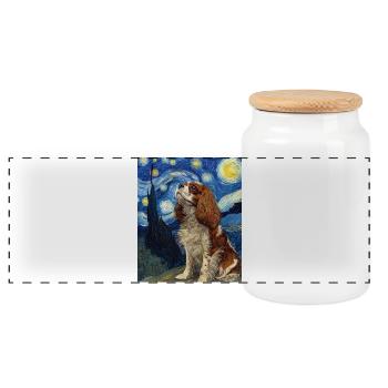 Cavalier King Charles Spaniel - Panorama Keksdose mit Holzdeckel - Weiß - Vorne