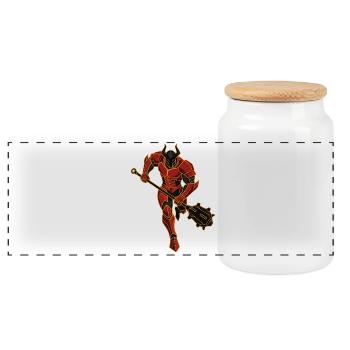Masque de Démon Démoniaque, Fantasy de Mort, Satan Halloween - Boîte à biscuits avec couvercle en bois - blanc - Devant