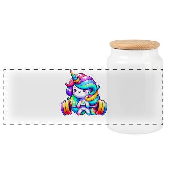 Unicorn Weightlifting Deadlift Fitness Gym - Panorama Keksdose mit Holzdeckel - Weiß - Vorne