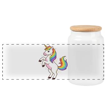 Rainbow Unicorn Sparkle - Panoramic Cookie Jar with Wooden Lid - white - Front