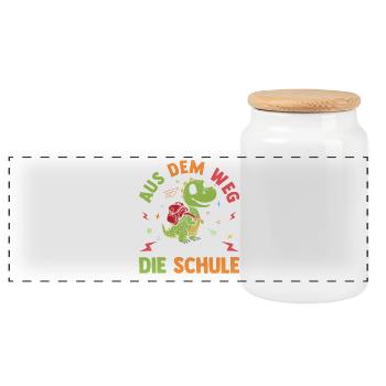 Kita Erste Klasse Dinosaurier Schüler Kindergarten - Panorama Keksdose mit Holzdeckel - Weiß - Vorne