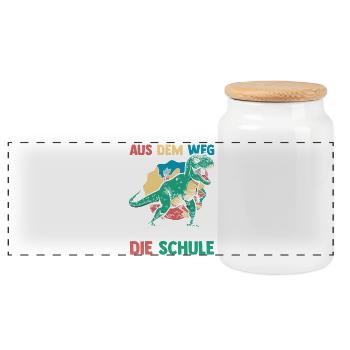 Kita Erste Klasse Dinosaurier Schüler Kindergarten - Panorama Keksdose mit Holzdeckel - Weiß - Vorne