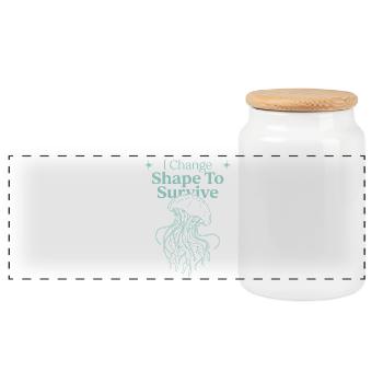 Jellyfish Ocean Jellyfish Flowy Soft Ocean Marine - Panoramic Cookie Jar with Wooden Lid - white - Front