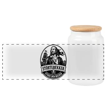 Störtebekker Stürz den Becher Pirat Legende - Panorama Keksdose mit Holzdeckel - Weiß - Vorne