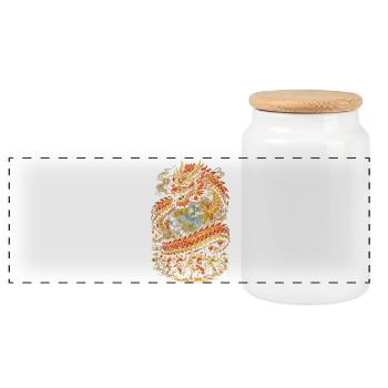 Danse du Dragon Drachentanz - Boîte à biscuits avec couvercle en bois - blanc - Devant