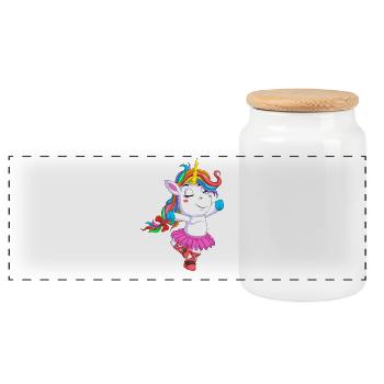 Ballet Licorne Ballerine Danseuse Mignonne Cadeau - Boîte à biscuits avec couvercle en bois - blanc - Devant