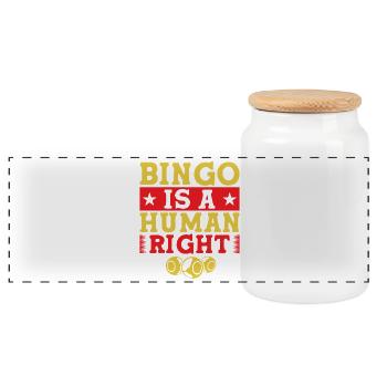 Bingo Game Is A Human Right Bingo - Panoramic Cookie Jar with Wooden Lid - white - Front