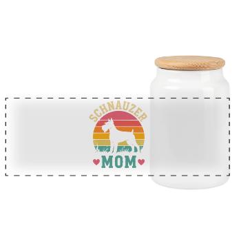 Schnauzer Mom Retro Sunset - Panoramic Cookie Jar with Wooden Lid - white - Front