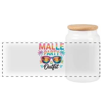 Malle Party Outfit - Panoramic Cookie Jar with Wooden Lid - white - Front