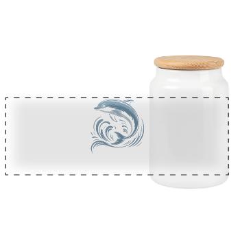 Ocean Guardian By Porpoise Schweinswal - Panoramic Cookie Jar with Wooden Lid - white - Front