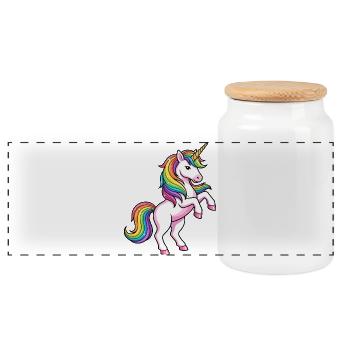 Parade de la Licorne Arc-en-ciel - Boîte à biscuits avec couvercle en bois - blanc - Devant
