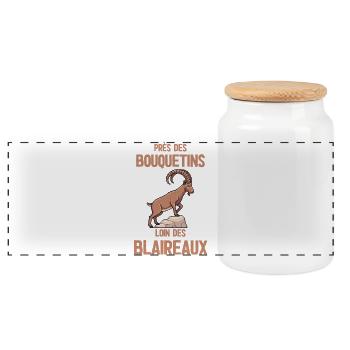 Bouquetins près des Blaireaux - Boîte à biscuits avec couvercle en bois - blanc - Devant
