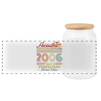 2006 Vintage Birthday Vintage Retro Gift - Panoramic Cookie Jar with Wooden Lid - white - Front