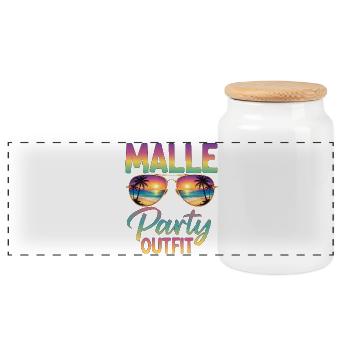 Mallorca Party Outfit - Panoramic Cookie Jar with Wooden Lid - white - Front