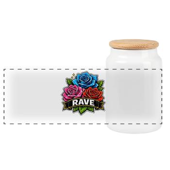 Rave Rosen Banner Buntes Festival Nachtleben - Panorama Keksdose mit Holzdeckel - Weiß - Vorne