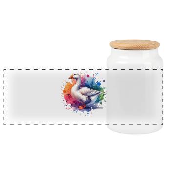 Don de l’Oie Pèlerine - Boîte à biscuits avec couvercle en bois - blanc - Devant