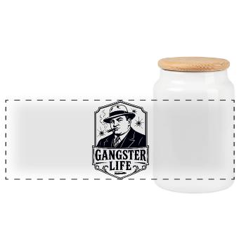 Gangster Life Al Capone Mafia - Panoramic Cookie Jar with Wooden Lid - white - Front