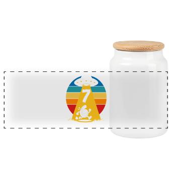 Dessin animé Rainbow UFO Abduction 6 7 - Boîte à biscuits avec couvercle en bois - blanc - Devant