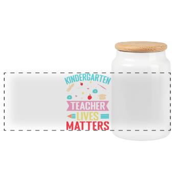Pre K Teacher Lives Matters Kindergarten Teacher - Panoramic Cookie Jar with Wooden Lid - white - Front