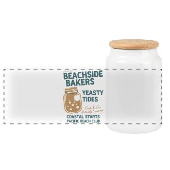 sourdough Bread Baking Beachside Bakers Yeasty - Panoramic Cookie Jar with Wooden Lid - white - Front