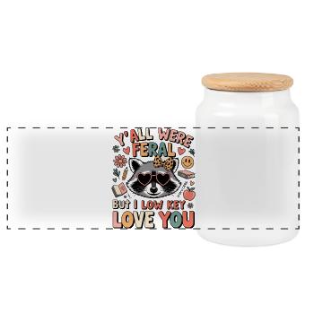 Vous étiez sauvages Mais moi, je t’aime discrètement Raton laveur - Boîte à biscuits avec couvercle en bois - blanc - Devant
